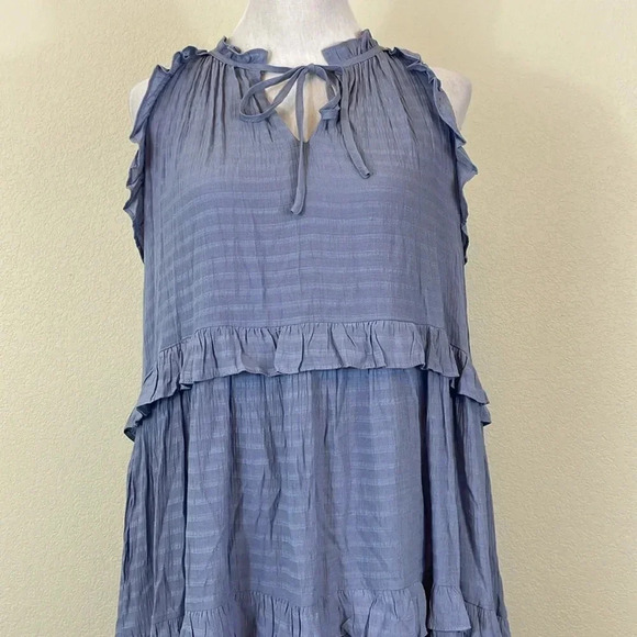 Talulah light blue tie front sleeveless ruffle maxi dress size small - Picture 2 of 10